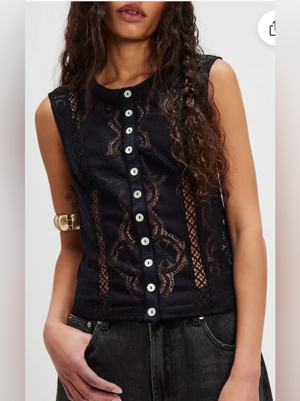 Free People Jae Knit Top Black Sleeveless Size Large